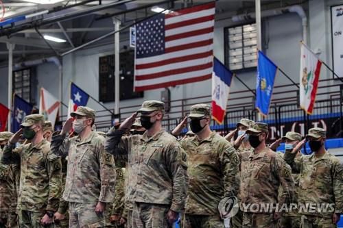 아프간서 귀국한 미국 군인들 환영식[로이터=연합뉴스]