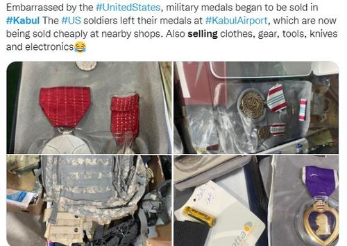 탈레반 "미군이 남기고 간 훈장 헐값에 거래"[탈레반군 트위터 @TalibanSoldiers]