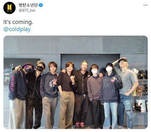 BTS와 콜드플레이[방탄소년단 트위터 캡처. 재판매 및 DB 금지]