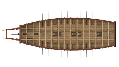 조선시대 판옥선 노 구조와 위치[국립해양문화재연구소 제공. 재판매 및 DB 금지]