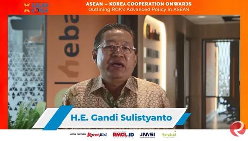 간디 술리스티얀토 주한 인도네시아 대사 내정자 (자카르타=연합뉴스) 성혜미 특파원 = 리퍼블릭 메르데카가 유튜브를 통해 중계한 '제2회 한-아세안 웨비나'를 캡처한 사진. 2021.11.2  noanoa@yna.co.kr