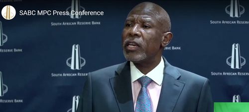 금리 인상 발표하는 칸야고 남아공 중앙은행 총재[유튜브 화면 캡처. 재판매 및 DB 금지]