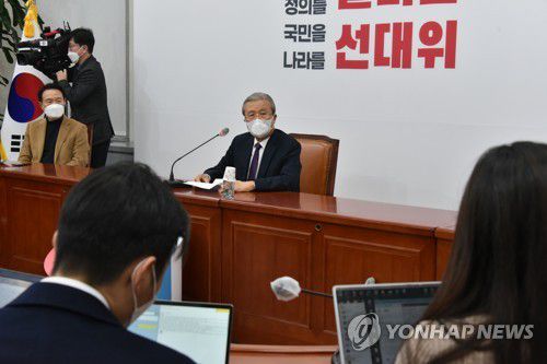 발언하는 김종인국민의힘 김종인 총괄선대위원장이 지난 12월 16일 오전 국회에서 기자간담회를 하고 있다. [연합뉴스 자료사진]