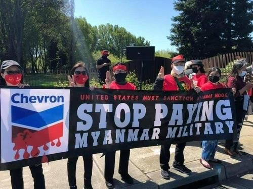 "셰브런은 미얀마 군부에 대금 지급 중단하라"[트위터 @LeonidasOnfray·재판매 및 DB 금지] [2021.05.26 송고]