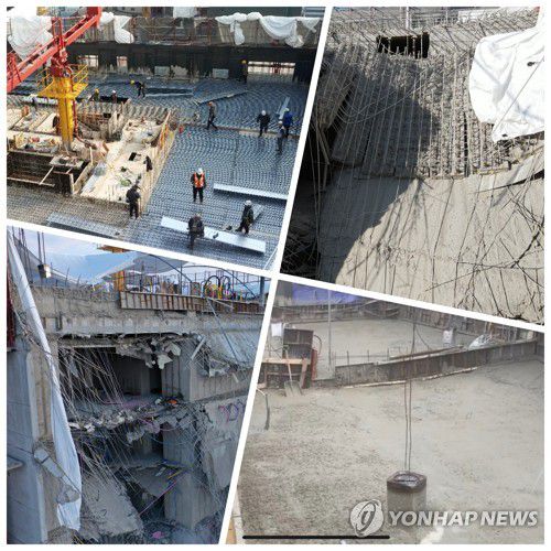 붕괴현장 35㎝ 무단 시공의 장면들[구조당국·독자 제공, 연합뉴스 자료사진. 재판매 및 DB 금지]
