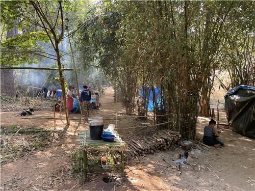 숲속에 자리잡은 난민촌에서 생활하는 카렌족들. 2022.1.16(폽프라[태국 딱주]=연합뉴스) 김남권 특파원