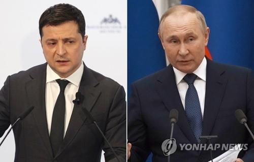 볼로디미르 젤렌스키 우크라이나 대통령(왼쪽)과 블라디미르 푸틴 러시아 대통령 [EPA=연합뉴스 자료사진]
