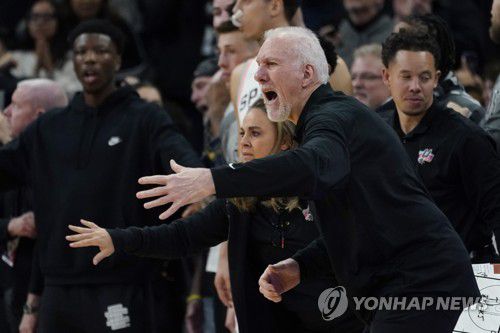 선수들에게 지시하는 포포비치 감독[AP=연합뉴스]