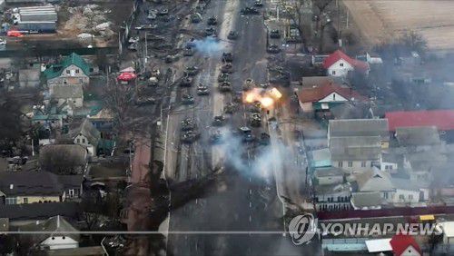 브로바리에서 매복 우크라이나군에 초토화되는 러시아 탱크[로이터=연합뉴스 자료사진. 재판매 및 DB 금지]