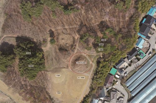 남원 유곡리와 두락리 고분군 14호분(붉은색 원)[국립완주문화재연구소 제공. 재판매 및 DB 금지]