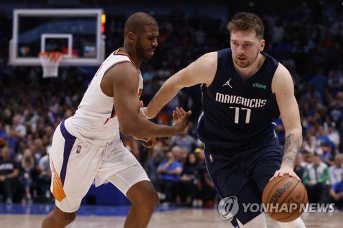 크리스 폴의 수비를 이겨내는 루카 돈치치[AFP=연합뉴스]