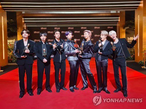 그룹 방탄소년단(BTS)지난해 '빌보드 뮤직 어워즈'(BBMA)에서 4관왕에 올랐던 BTS 모습 [방탄소년단 공식 트위터 캡쳐. 재판매 및 DB 금지]