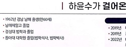 하윤수 후보 측이 밝힌 졸업 고교·대학명[김석준 후보 캠프 제공. 재판매 및 DB 금지]