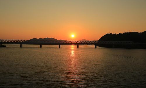 김해 낙동강 철교 전망대에서 바라본 일몰[김해시 공식 블로그 캡처]