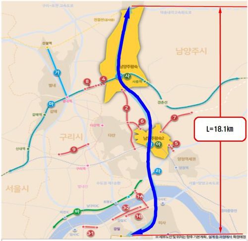 강동-하남-남양주선 노선도[경기도 제공. 재판매 및 DB 금지]