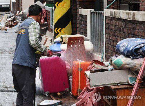 침수 지역 방역[연합뉴스 자료사진. 재판매 및 DB 금지]