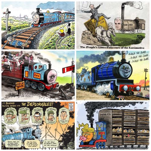 폭주 기관차 이미지를 활용한 과거 만평인터넷 커뮤니티 갈무리