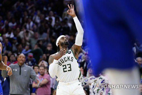 웨슬리 매슈스의 3점 슛 세리머니[AP=연합뉴스]