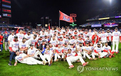 13년 만에 내셔널리그 석권한 필라델피아 필리스 [USA 투데이/로이터=연합뉴스 자료사진]