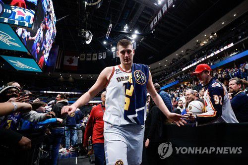 덴버의 요키치[로이터=연합뉴스] Mandatory Credit: Isaiah J. Downing-USA TODAY Sports