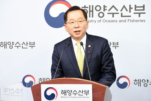 브리핑 중인 조승환 장관[해양수산부 제공, 재판매 및 DB 금지]