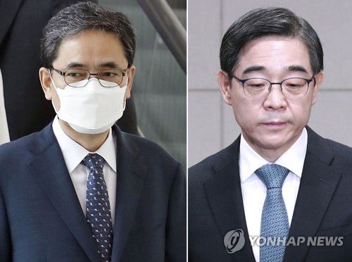 '50억 클럽' 곽상도·'재판거래' 권순일 소환검찰이 대장동 개발업자들로부터 금품을 받았거나 제공을 약속받았다는 이른바 '50억 클럽' 명단에 포함된 곽상도 전 의원과 권순일 전 대법관을 2021년 11월 27일 동시에 소환했다. 사진은 곽상도 전 의원(왼쪽)과 권순일 전 대법관. [연합뉴스 자료사진]