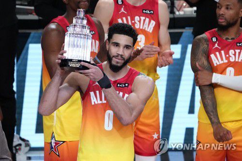 55점을 폭격한 MVP 제이슨 테이텀[USA TODAY Sports=연합뉴스]