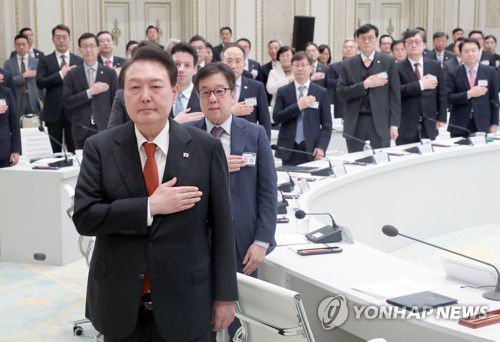 금융위 업무보고 받는 윤석열 대통령[대통령실통신사진기자단 자료사진]