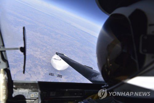 미국 영공에서 확인된 중국의 정찰 풍선[UPI 연합뉴스 자료사진/미 국방부 제공]