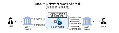 실시간 총액결제(RTGS) 방식 신속자금 이체 과정(미국 페드나우 등.한은도 검토)[한국은행 제공.재판매 및 DB 금지]