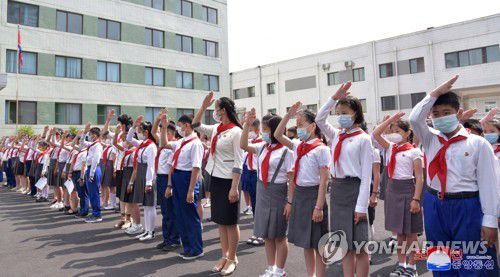 북한, 조선소년단 창립 77주년 경축(평양 조선중앙통신=연합뉴스) 2023.6.7 [국내에서만 사용가능. 재배포 금지]