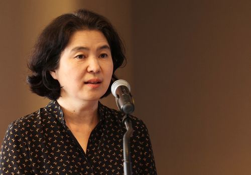 개회사 하는 전혜경 유엔난민기구 한국대표부 대표전혜경 유엔난민기구 한국대표부 대표가 9일 서울 중구 더 플라자 호텔에서 열린 '제2회 유엔난민기구 온라인 영화제' 기념 상영회에서 개회사를 하고 있다. [유엔난민기구 제공. 재판매 및 DB 금지]