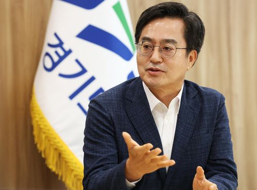 인터뷰하는 김동연 경기지사[연합뉴스 사진. 재판매 및 DB 금지]