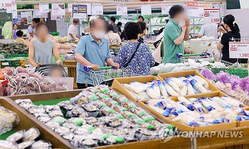 유가 오름세에 8·9월 물가 상승률 3% 돌파 전망(서울=연합뉴스) 김도훈 기자 = 27일 서울 시내의 한 대형마트에서 시민들이 장을 보고 있다.     이날 기획재정부에 따르면 정부는 8월과 9월 소비자물가가 1년 전보다 3% 넘게 오를 것으로 전망하고 있다. 이는 국제 유가 상승으로 인한 휘발유와 경유 가격이 급등했기 때문으로 풀이된다. 정부는 8, 9월 소비자물가 상승률이 8, 9월 3%대를 기록한 뒤 10월부터는 2%대로 내려갈 것으로 전망하고 있다. 2023.8.27 superdoo82@yna.co.kr