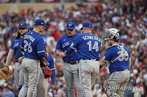 와일드카드 시리즈 2경기 만에 탈락한 토론토 블루제이스[AFP/게티이미지=연합뉴스]