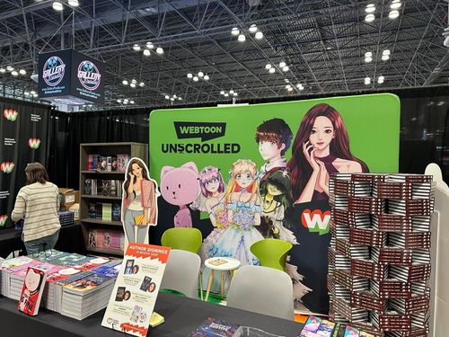 뉴욕 코믹콘에 전시된 한국 콘텐츠(뉴욕=연합뉴스) 이지헌 특파원 = 12일(현지시간) 미국 뉴욕 맨해튼 자비츠컨벤션센터에서 개막한 엔터테인먼트 박람회 '뉴욕 코믹콘(ComicCon) 2023' 전시된 한국 콘텐츠 '여신강림'. 2023.10.12 photo@yna.co.kr