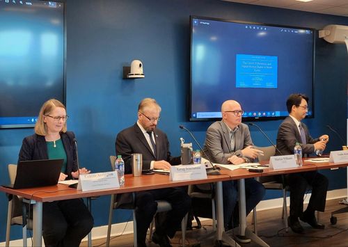 조지워싱턴대서 열린 한국 정책 포럼(워싱턴=연합뉴스) 강병철 특파원 = 조지워싱턴대는 20일(현지시간) 워싱턴DC에서 '한국 정책 포럼'을 개최했다. 2023.10.20. soleco@yna.co.kr