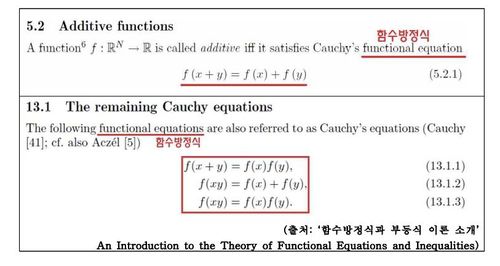 수학 22번의 함수부등식과 유사한 함수방정식이 나온 대학 교재. [사교육걱정없는세상 제공]