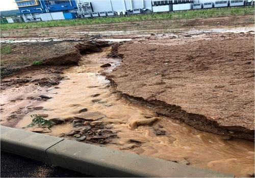 식품클러스터 지반 침하[입주기업 제공]