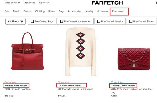 파페치의 에르메스 중고 상품들[파페치홈페이지 캡처]