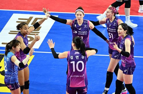 여자배구 1위 자리를 되찾은 흥국생명[한국배구연맹 제공. 재판매 및 DB 금지]