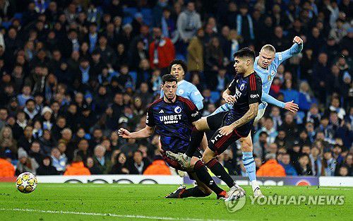 홀란의 득점 장면[로이터=연합뉴스]