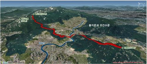 입체지도로 본 탕춘대성[서울시 제공. 재판매 및 DB 금지]