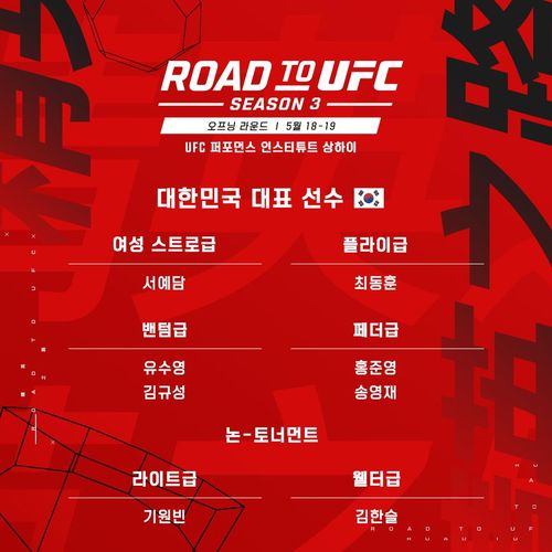 로드 투 UFC 시즌 3에 참가하는 8명의 한국 선수[UFC 제공. 재판매 및 DB 금지]