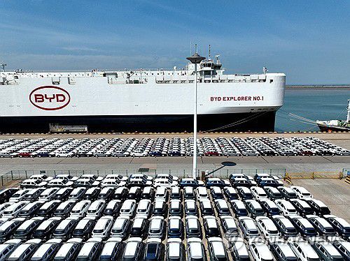 수출 예정인 중국 전기차[로이터 연합뉴스 자료사진. 재판매 및 DB 금지]