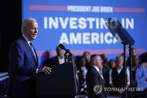 연설하는 바이든 미국 대통령[AP 연합뉴스 자료사진. 재판매 및 DB 금지]