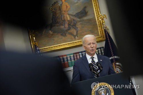 지난 3월 11일(현지시간) 백악관에서 연설하는 바이든 대통령[EPA 연합뉴스 자료사진. 재배포 및 DB 금지]