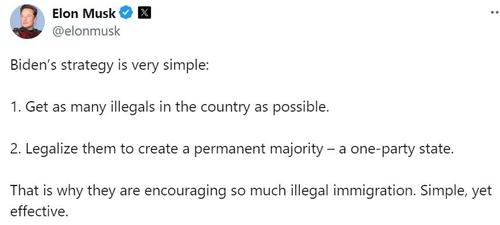 일론 머스크가 엑스에 올린 바이든 대통령 비판 글[머스크 엑스(X) 게시물 캡처. 재판매 및 DB 금지]