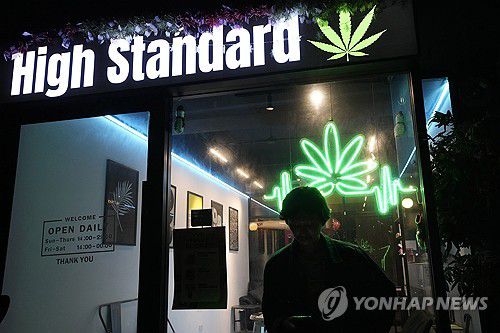 방콕 시내 대마 판매점[AP 연합뉴스 자료사진. 재판매 및 DB 금지]