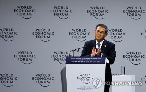 2023년 하계 다보스포럼서 기조연설 나선 리창 총리[로이터=연합뉴스]